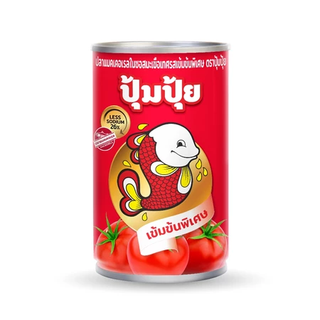 ปุ้มปุ้ย ปลาแมคเคอเรลในซอสมะเขือเทศ รสเข้มข้นพิเศษ แพ็ค 10 กระป๋อง (Less Sodium 26%)